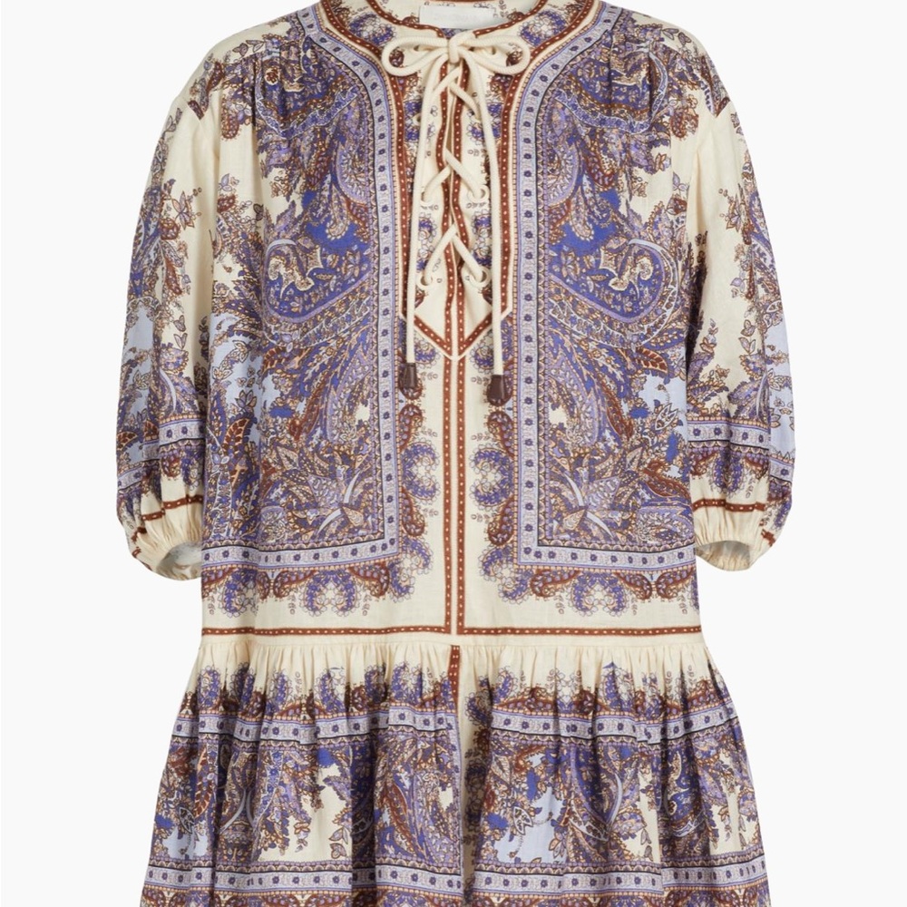 Zimmerman Ottie Lace-up Linen Mini-dress